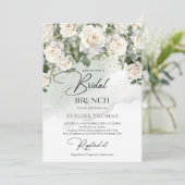 ヴィンテージ白い英語バラ緑のブライダルブランチ 招待状 (スタンド正面)