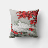 ヴィンテージ白い鳩と赤葉いオングレー クッション (裏面)