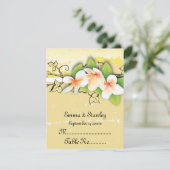 ヴィンテージ白い黄色のプルメリアツタ座席表 招待状 (スタンド正面)