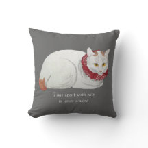 ヴィンテージ白く日本のな猫の芸術の装飾用クッション