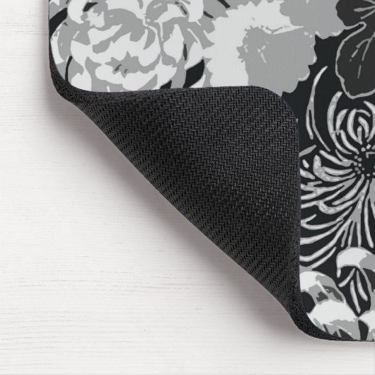 ヴィンテージ白と灰色の花と鳥 マウスパッド (コーナー)