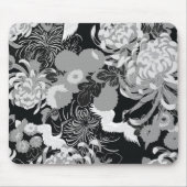 ヴィンテージ白と灰色の花と鳥 マウスパッド (正面)