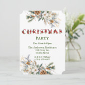 ヴィンテージ白と緑の緑のクリスマスパーティー 招待状 (スタンド正面)