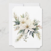 ヴィンテージ白と緑の緑のクリスマスパーティー 招待状 (裏面)