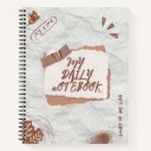 ヴィンテージ白と茶色のスクラップブックが丸くなった弾丸 ノートブック (正面)