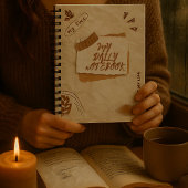 ヴィンテージ白と茶色のスクラップブックが丸くなった弾丸 ノートブック