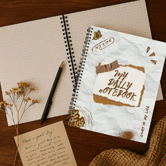 ヴィンテージ白と茶色のスクラップブックが丸くなった弾丸 ノートブック