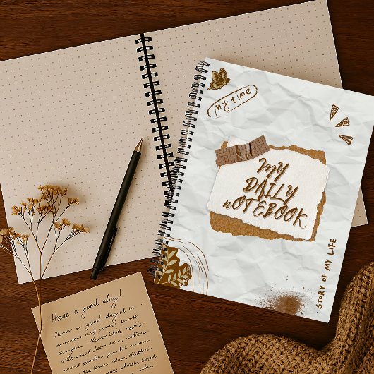 ヴィンテージ白と茶色のスクラップブックが丸くなった弾丸 ノートブック