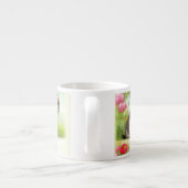 ヴィンテージ白と茶色の子猫と花 エスプレッソカップ (裏面)