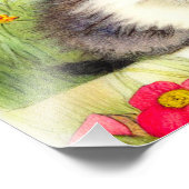 ヴィンテージ白と茶色の子猫と花 フォトプリント            (角)