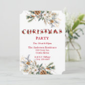 ヴィンテージ白と赤の緑のクリスマスパーティー 招待状 (スタンド正面)