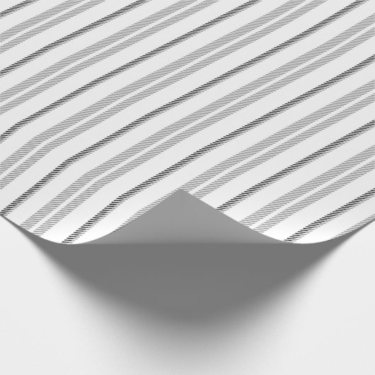 ヴィンテージ白と黒のグラフィックストライプパターン ラッピングペーパー (角)