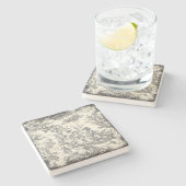 ヴィンテージ白と黒のトイルドジュウカップル ストーンコースター (横)