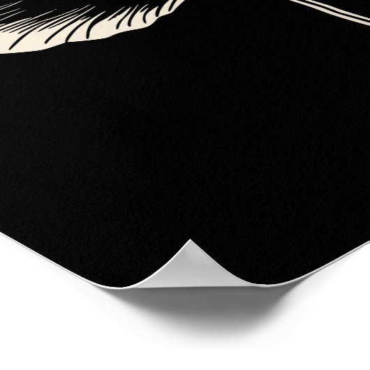 ヴィンテージ白と黒のポピーの花アート ポスター (角)