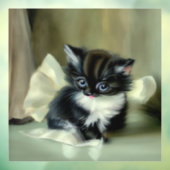 ヴィンテージ白と黒の子猫の舌が突き出ている ウィンドウサイン (シート3)