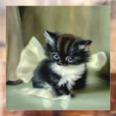 ヴィンテージ白と黒の子猫の舌が突き出ている ウィンドウサイン (シート2)