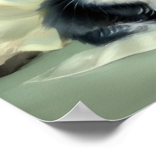 ヴィンテージ白と黒の子猫の舌が突き出ている ポスター (角)