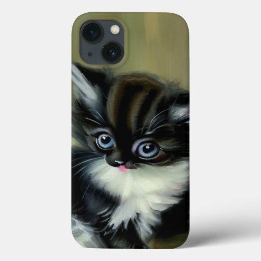 ヴィンテージ白と黒の子猫の舌が突き出ている Case-Mate iPhoneケース (裏面)