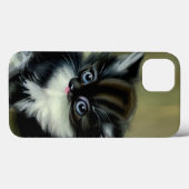 ヴィンテージ白と黒の子猫の舌が突き出ている Case-Mate iPhoneケース (裏面 (横))