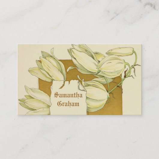 ヴィンテージ白ゆりカスタム花フローラ 名刺 (正面)