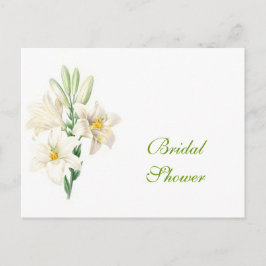 ヴィンテージ白ゆり花ブライダルシャワーはがき インビテーションポストカード