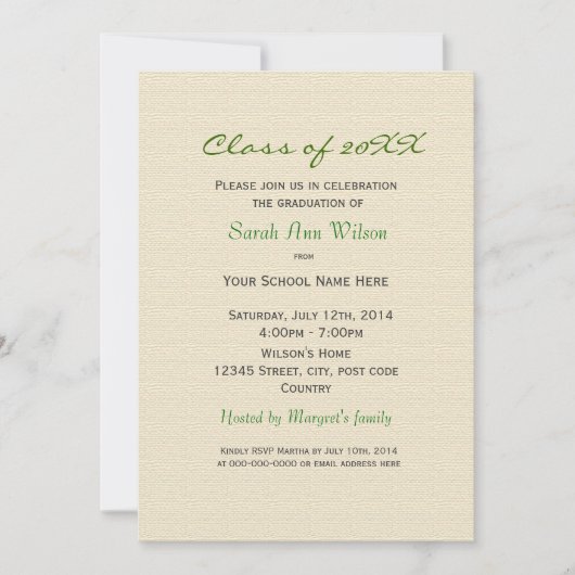 ヴィンテージ白ゆり花卒業式 招待状 (正面)