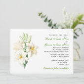 ヴィンテージ白ゆり花結婚式招待状。 招待状 (スタンド正面)