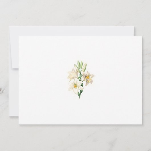 ヴィンテージ白ゆり花結婚式招待状。 招待状 (裏面)