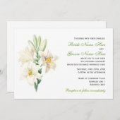 ヴィンテージ白ゆり花結婚式招待状。 招待状 (正面/裏面)