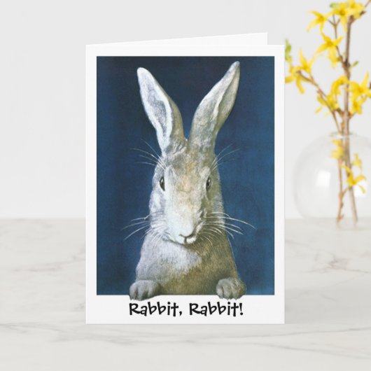 ヴィンテージ白ウサギうさぎ福運カード カード (黄色い花)