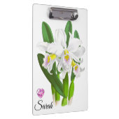 ヴィンテージ白オーキッドフラワークリップボパーソナライズされたード クリップボード (右)