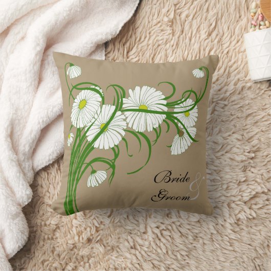 ヴィンテージ白ガーベラデイジー結婚フラワーズセット クッション (ブランケット)
