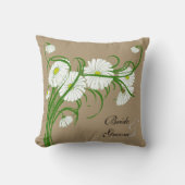 ヴィンテージ白ガーベラデイジー結婚フラワーズセット クッション (正面)