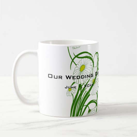 ヴィンテージ白ガーベラデイジー結婚フラワーズセット コーヒーマグカップ (左)