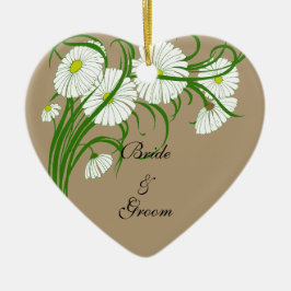 ヴィンテージ白ガーベラデイジー結婚フラワーズセット セラミックオーナメント