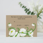 ヴィンテージ白ガーベラデイジー結婚フラワーズセット 出欠カード (スタンド正面)