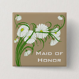 ヴィンテージ白ガーベラデイジー結婚フラワーズセット 缶バッジ