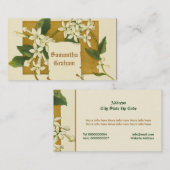 ヴィンテージ白ジャスミンカスタム花フローラ 名刺 (正面/裏面)