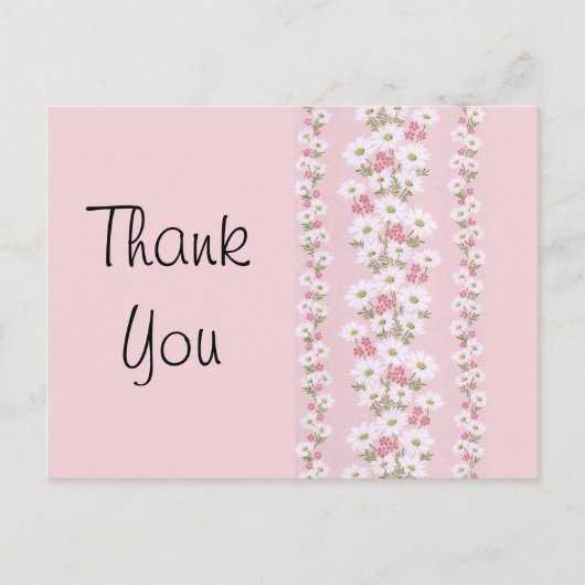 ヴィンテージ白デイジーフローラ壁紙 ポストカード (正面)