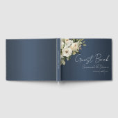 ヴィンテージ白バラと埃っぽいブルー結婚ズ ゲストブック (全面)