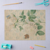 ヴィンテージ白バラと蝶の切り離 薄葉紙 (クラフト)