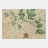 ヴィンテージ白バラと蝶 ラッピングペーパーシート (正面2)