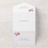 ヴィンテージ白バラリースオンダスティバラ結婚ズ オールインワン招待状 (外側)