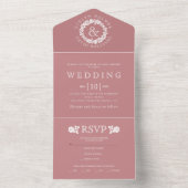 ヴィンテージ白バラリースオンダスティバラ結婚ズ オールインワン招待状 (内側)