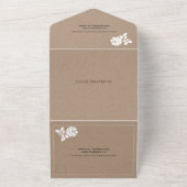 ヴィンテージ白バラリースクラフト結婚紙 オールインワン招待状 (外側)