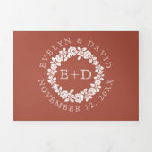 ヴィンテージ白バラリーステラコッタ結婚ズ 三つ折り招待状 (カバー)