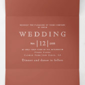 ヴィンテージ白バラリーステラコッタ結婚ズ 三つ折り招待状 (内部中)