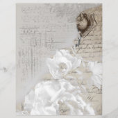 ヴィンテージ白バラ古い手書き紙 (裏面)