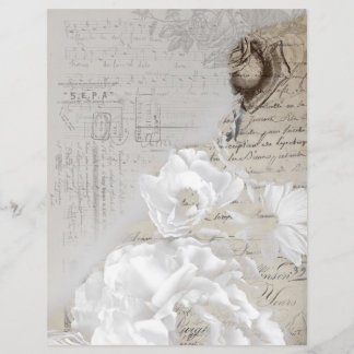 ヴィンテージ白バラ古い手書き紙