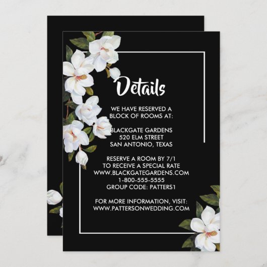 ヴィンテージ白バラ囲い 招待状 (正面/裏面)